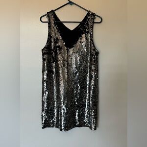 Sequin dress - silver, black, retro, 1920s, flapper